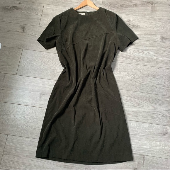 Vintage Dresses & Skirts - Vintage plus size 16 suede green sheath dress